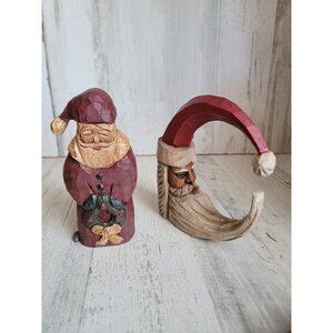 Rustic Crescent Moon Santa Claus vintage home decor Xmas figure set